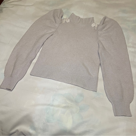 LoveShackFancy- Beige Potter Sweater Size S Cashmere Puff Sleeve Fall Fashion - Picture 4 of 11